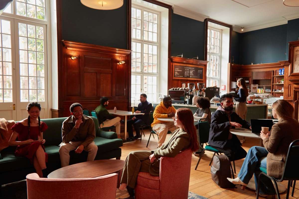 Students in a Regent's University London building