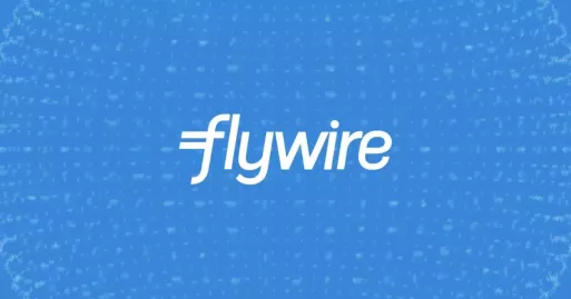 Flywire logo on blue background